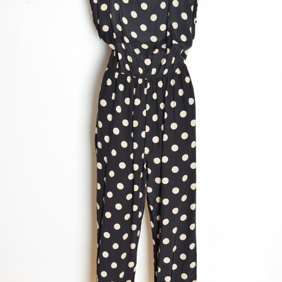 Corey Lynn Calter jumpsuit black polka dot print rayon playsuit romper S - Picture 4 of 6